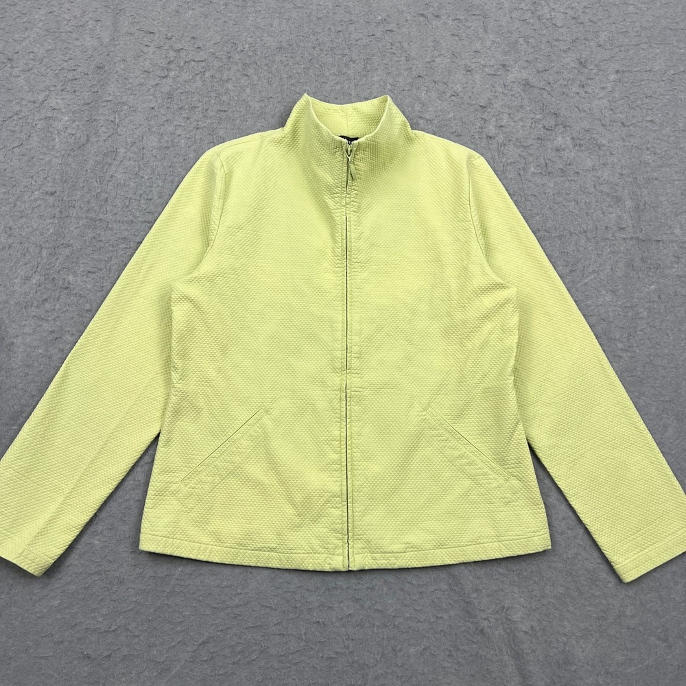 Eileen Fisher Jacket Womens Small Yellow Full Zip Textured‎ Long Sleeve Stretch